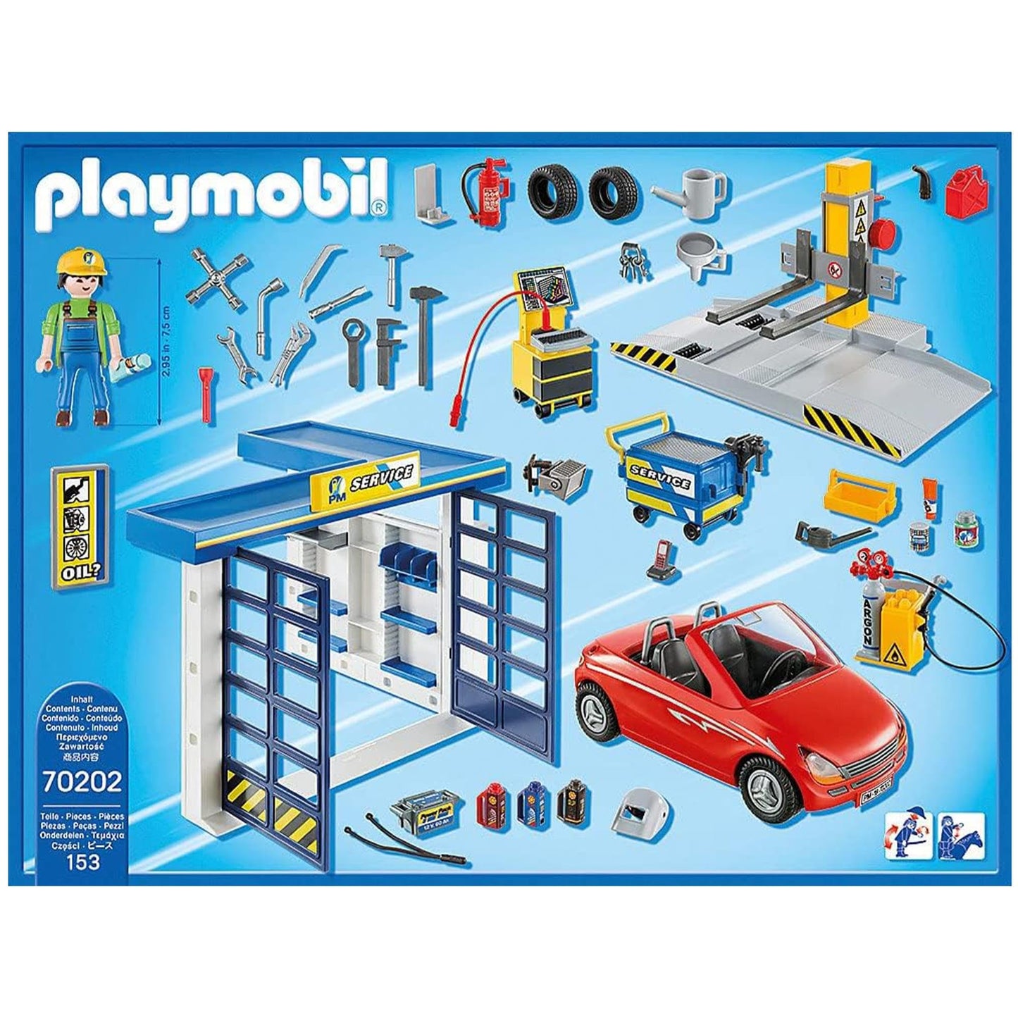 Playmobil Car Repair Garage - Multicoloured Plastic Toy - 26 x 20 x 21 cm - Model 70202