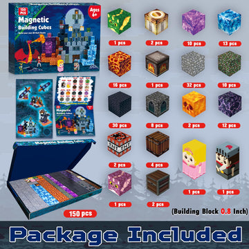 GraceDuck Magnetic Blocks - 150 PCS STEM Construction Toys - Dark Castle, ABS Plastic, Model T040, for Toddlers 6-10 Years