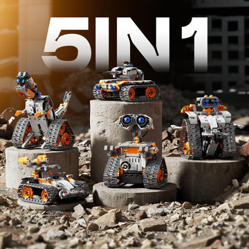 Sillbird Robot Building Kit With Remote Control Stem Gifts For Kids Boys Age 8-12, Coding Technic Robotics Toy For Birthday - Buildable 5In1 Models With 488 Pieces - Orange