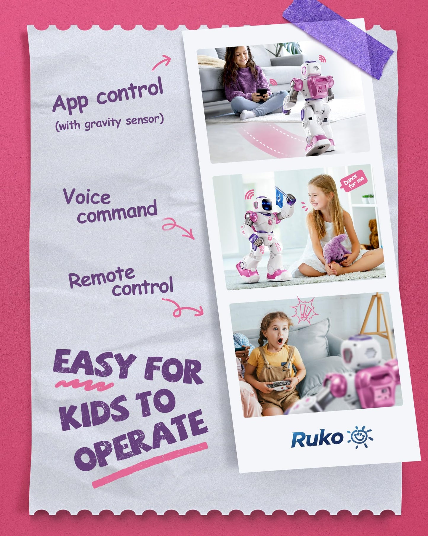 Ruko 1088 Smart Robot Toys for Kids, Large STEM Programmable Interactive RC Robot with Voice Control, App Control, Gifts for Boy