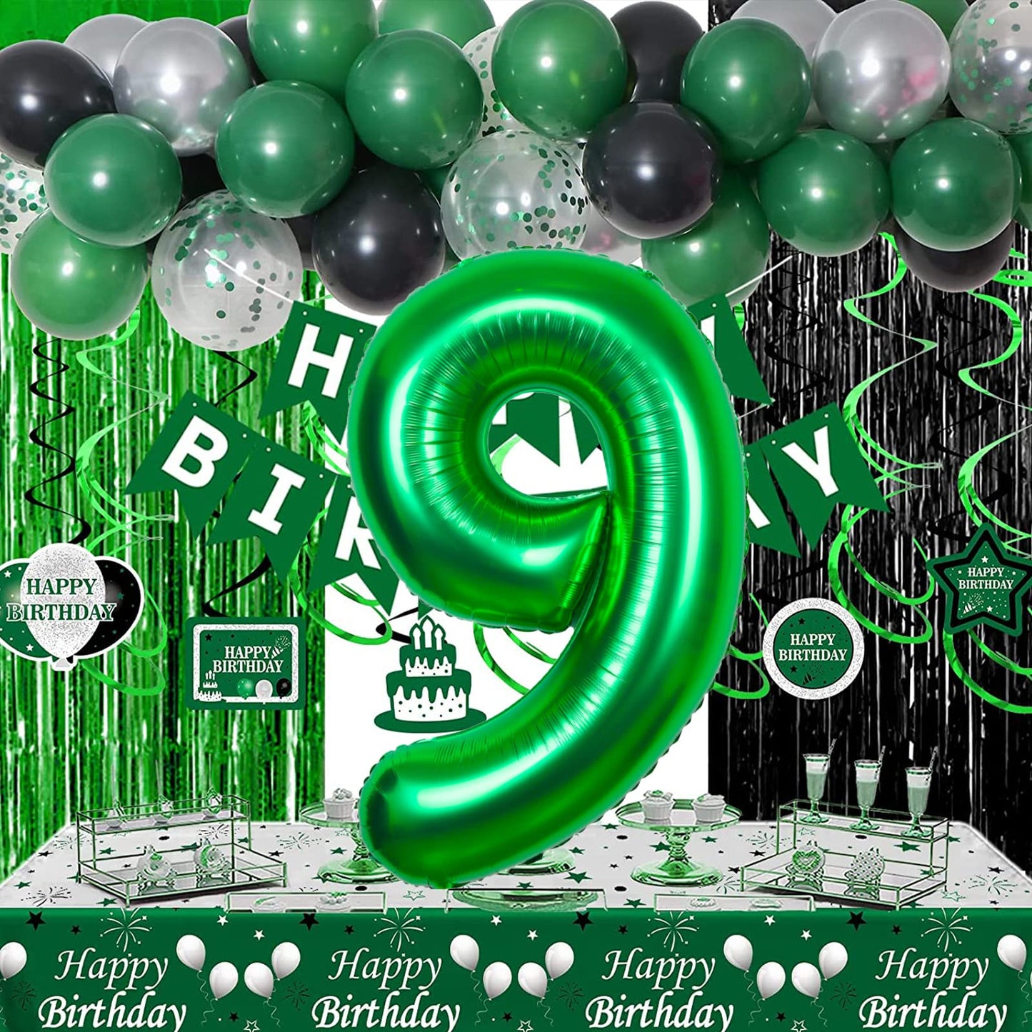 40 Inch Giant Green Number 19 Balloon, Helium Mylar Foil Number Balloons For Birthday Party, 19Th Birthday Decorations For Kids
