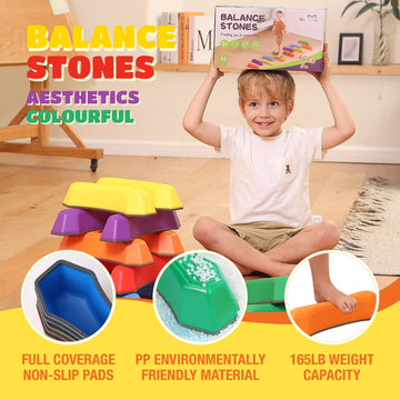 Stepping Stones For Kids Balance Beam Non-Slip Bottom Exercise Coordination And Stability Sensory Toys Toddler Outdoor Toys Kids