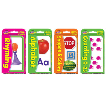Trend Enterprises: Early Skills Power Pack, 4 Flash Card Set Includes Rhyming, Alphabet, Shapes & Colors, Counting 0-25, Self-Checking Design, For Ages 3 And Up