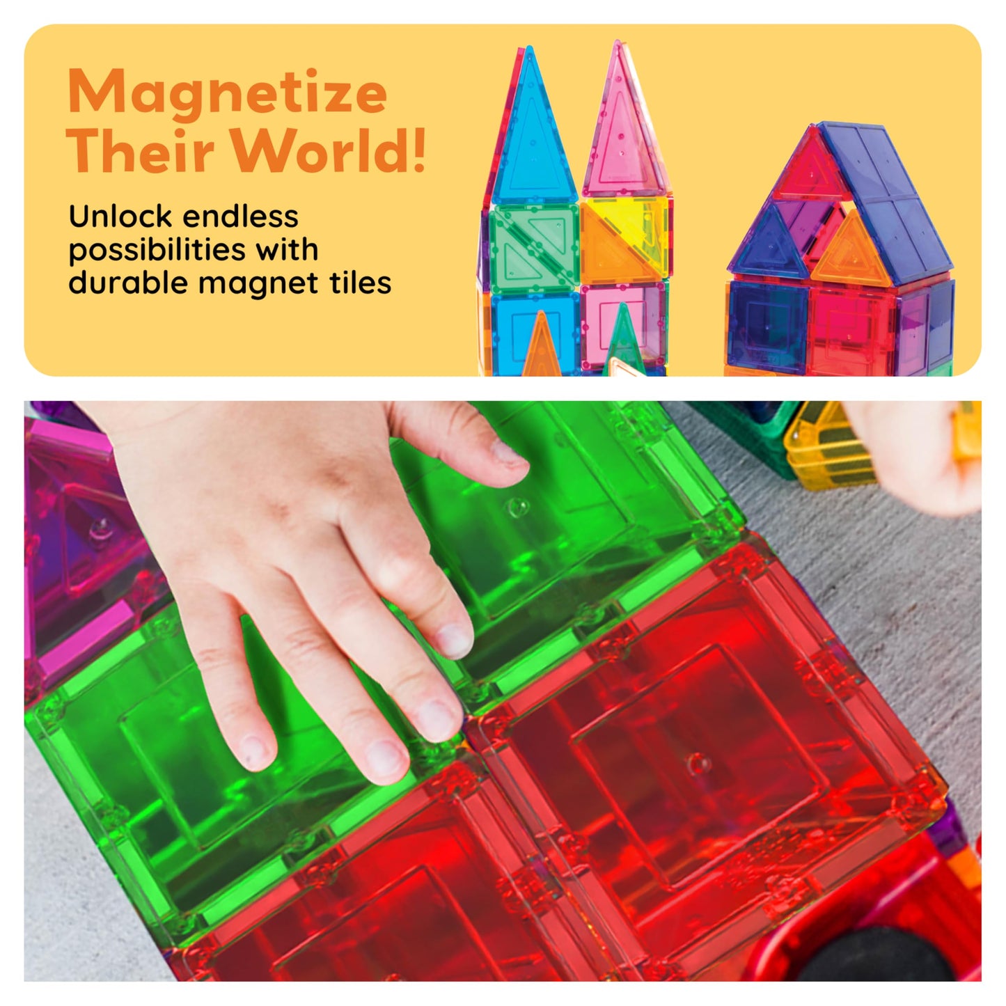 PicassoTiles 100 Piece Magnetic Playboards Tiles Set Magnet Toys for Toddlers STEM Building Blocks Sensory Creative Kids Manipul