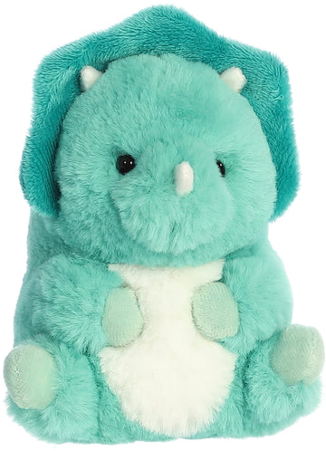 Aurora Round Rolly Pet Teya Triceratops Stuffed Animal - Adorable Companions - On-The-Go Fun - Blue 5 Inches