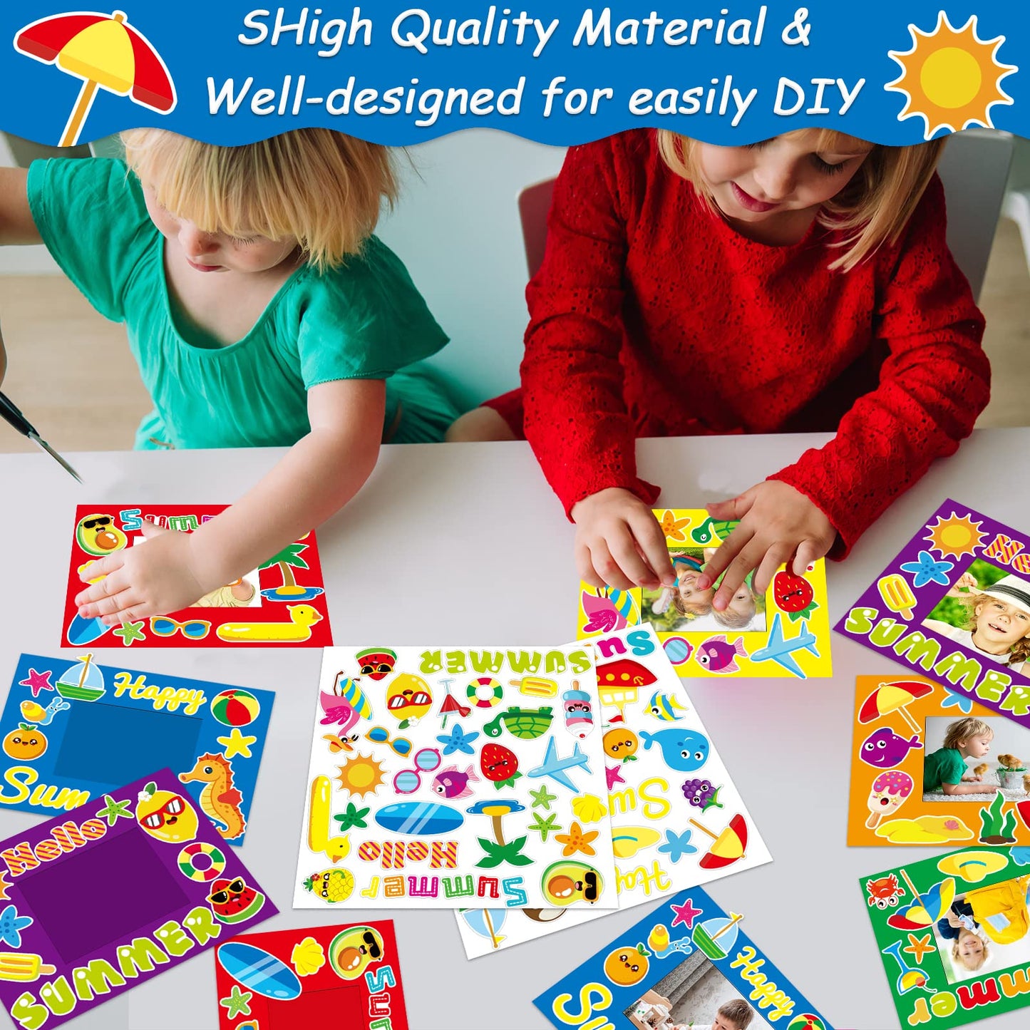 Chiazllta 30 Pcs Summer Craft Kits For Preschool Kids First Day Of School Diy Paper Picture Frame Craft Art Craft Kindergarten H
