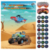 Eaezerav Pin The Wheels On The Truck Game With Monster Truck Poster, 36 Tyres Stickers, 2 Blindfolds For Car Theme Birthday Part
