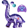 Koonie Dinosaur Toys For Girls, 2 Year Old Girl Toys, Purple Dinosaur Remote Control Reversible Sequins Dinosaur Toy Can Repeat Walk Roar Sing, Christmas Birthday Gifts For 2-7 Years Old Kids Toddlers, Medium