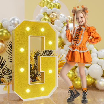 Imprsv Marquee Letters Gold 3Ft: Golden Party Decor - Light Up Letter G Large 3 Feet Tall - Party Decorations Letter For Graduat