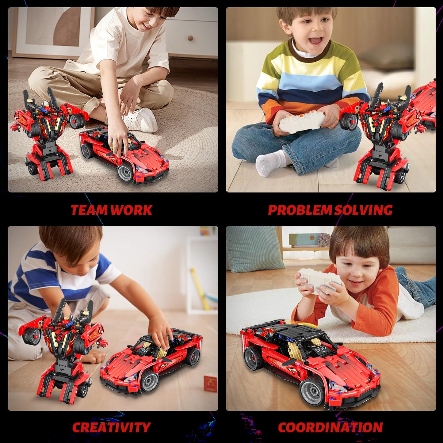 Hsanhe Remote Control Racing Car Building Kit, Compatible With Lego Stem Toys For Kids 2 In 1 Model Car Kit 425 Pcs, Gifts Toys