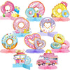 11 Pieces Donut Table Decorations Include 8 Pieces Honeycomb Donut Centerpieces for Party 3 Pieces Donut Cardboard Stand up for