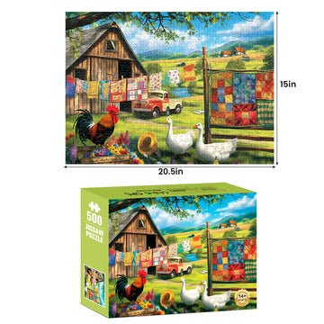 500 Pieces Puzzles for mature-themed Jigsaw Puzzle 500 Piece Puzzle Children Elderly Puzzle Chicken Duck Farm Puzzle Gift for Mom Dad Family Friend Family Activity Games Home Decor Wall Art 20.5x15IN