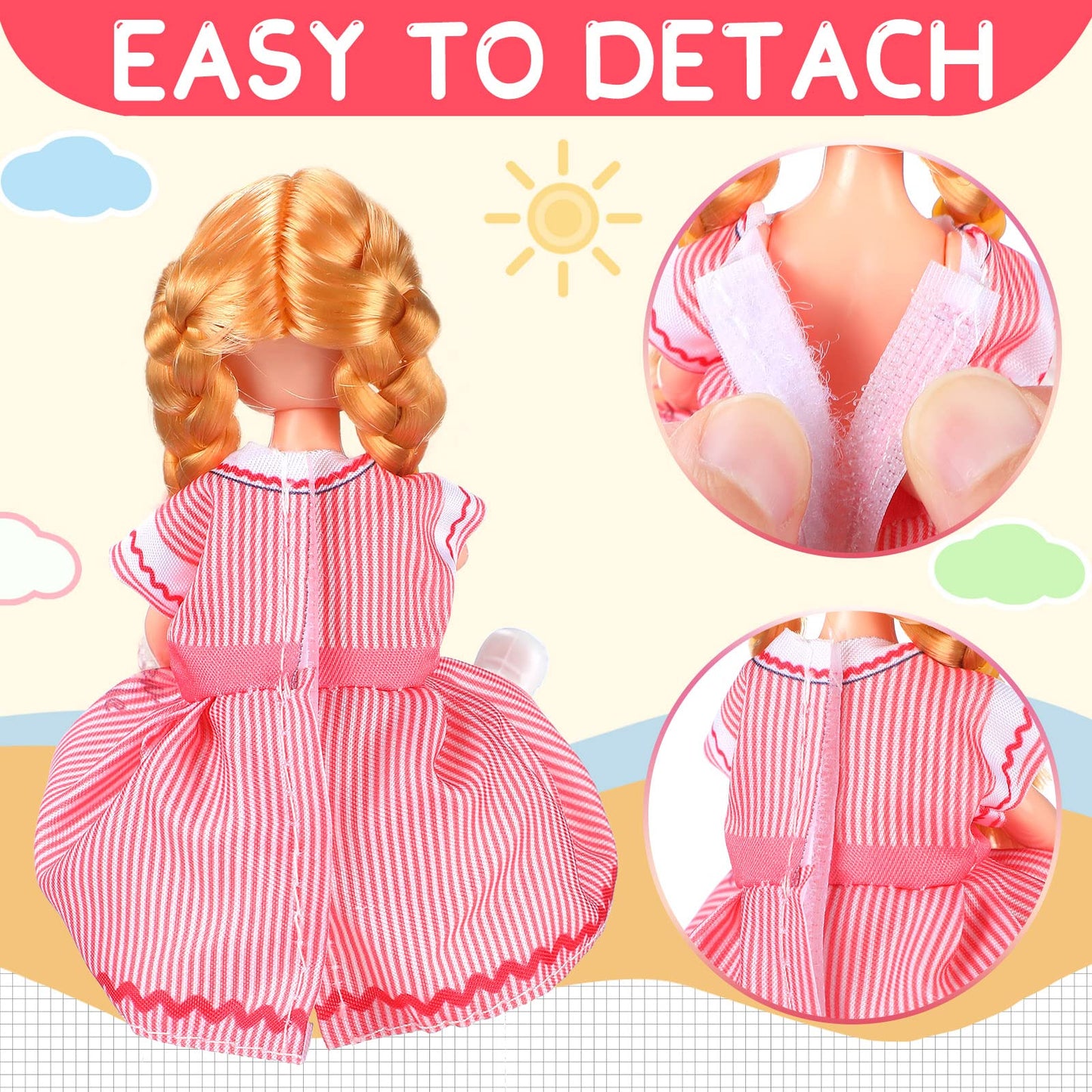 16 Pcs Girl Doll Clothes Lovely Outfits Mini Doll Clothes 6 Inch Dolls Accessories For Kids Birthday Outfit (Cute Girls)