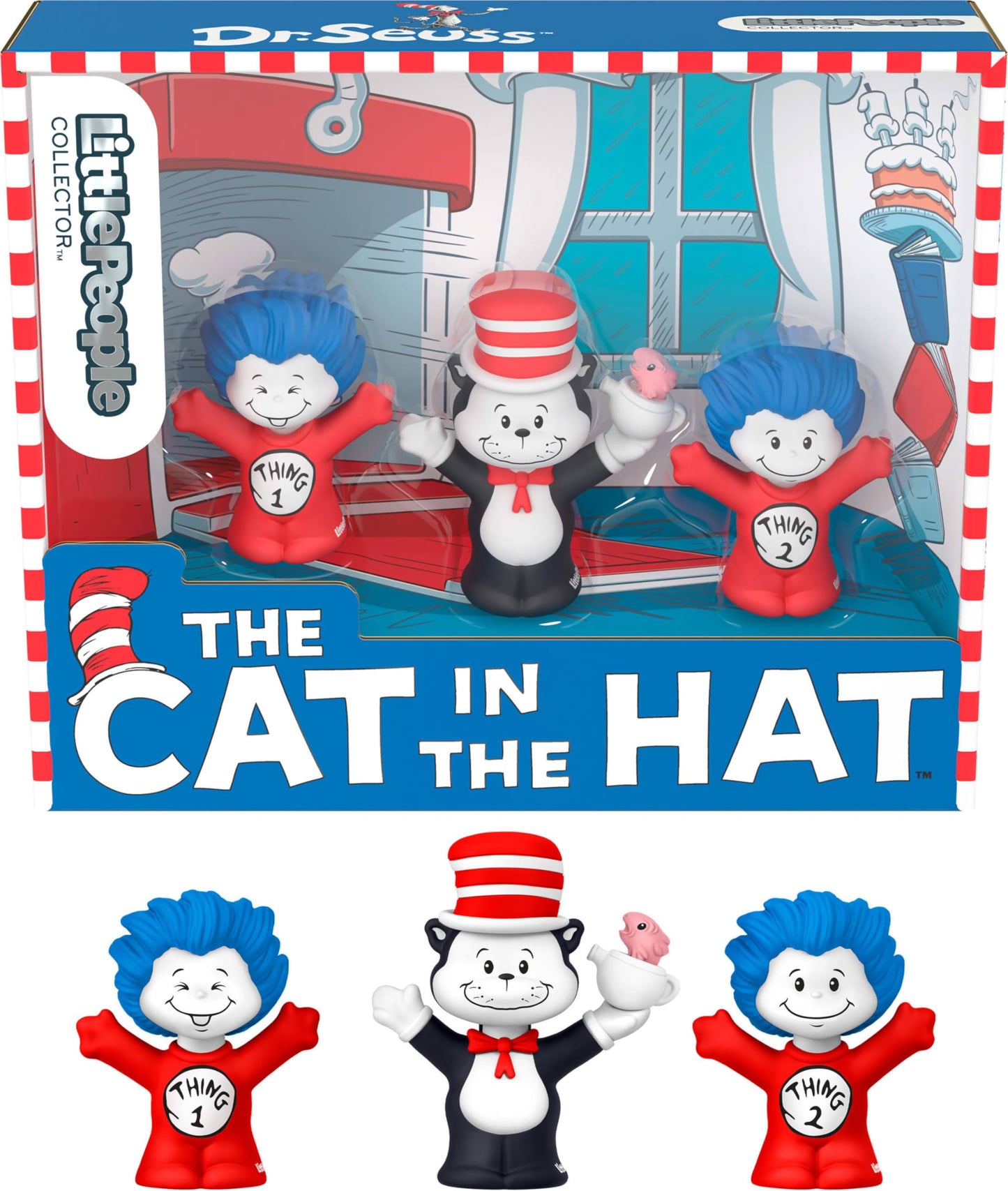 Little People Collector Dr. Seuss the Cat in the Hat Book Special Edition Set for Fans, 3 Figures in a Display Package