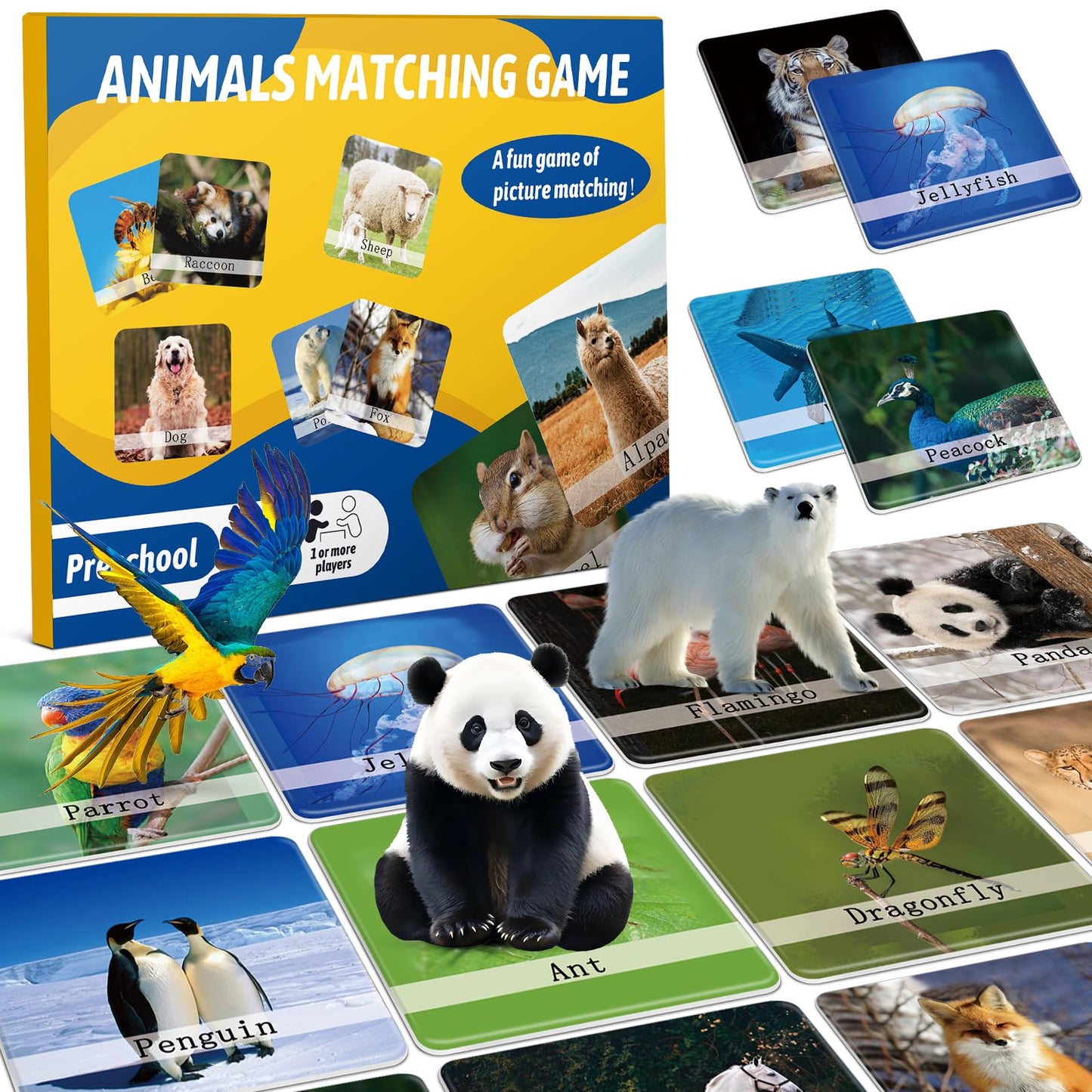 Goldge 120Pcs Memory Match Game For Kids | Animal Theme | Educational Toddler & Preschool Activity | Boys, Girls, & Family Fun |