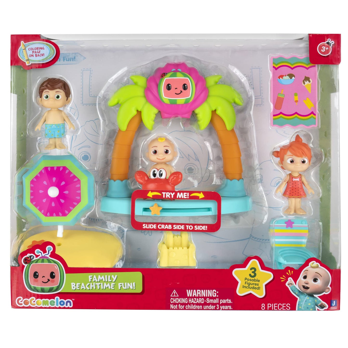 Cocomelon Family Beach Time Fun Playset - Features Jj, Tomtom & Yoyo With Sandcastle, Umbrella, Beach Chair, Towel, Beach Playset