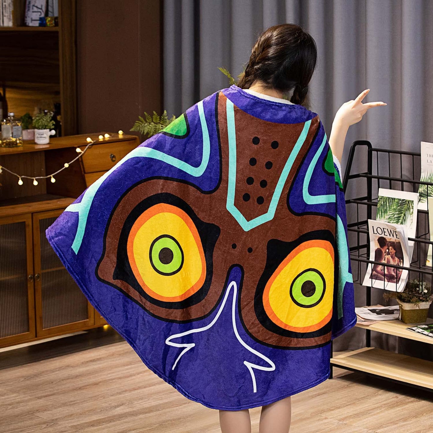 Marukqw Zelda Plush Glider Style Blanket Cloak Cosplay Prop L60 Inch W43 Inch (Dark Blue)