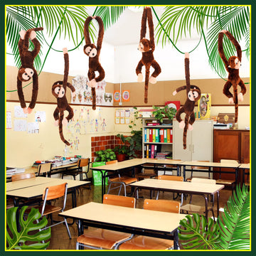 Hungdao 6 Packs Hanging Monkey Stuffed Animal Toy With Hook And Loop Fasteners Hands Stuffed Monkey Plush Toys For Kids (24 Inch)