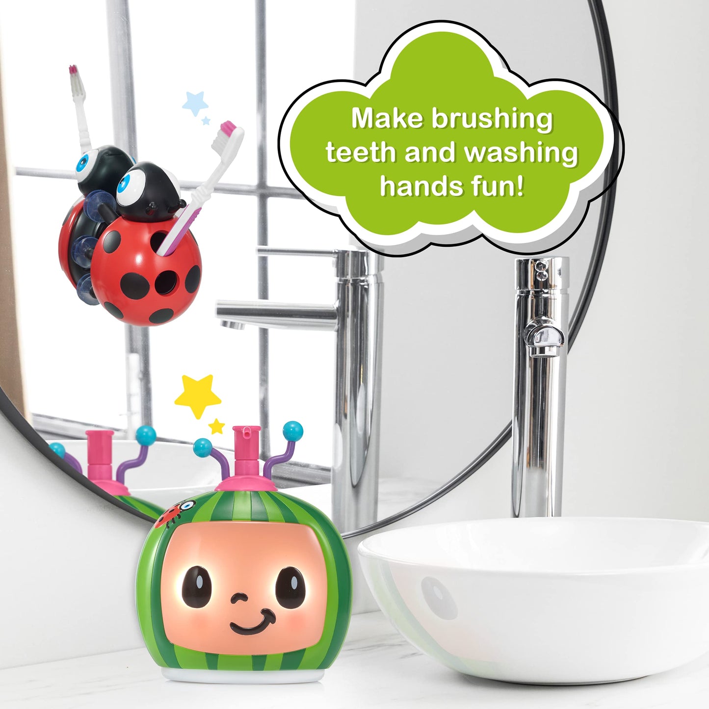 Wow! Stuff Cocomelon Toys Musical Buddies | Singing Soap Dispenser And Singing Toothbrush Holder | Pre- School Learning Toy With Nursery Rhymes |For Toddlers, Girls And Boys | Ages 3+
