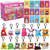 28 Pack Valentines Day Gift Cards for Kids with Mini Animal Plush Toys Keychains,Stuffed Animal for Students Classroom Exchange,