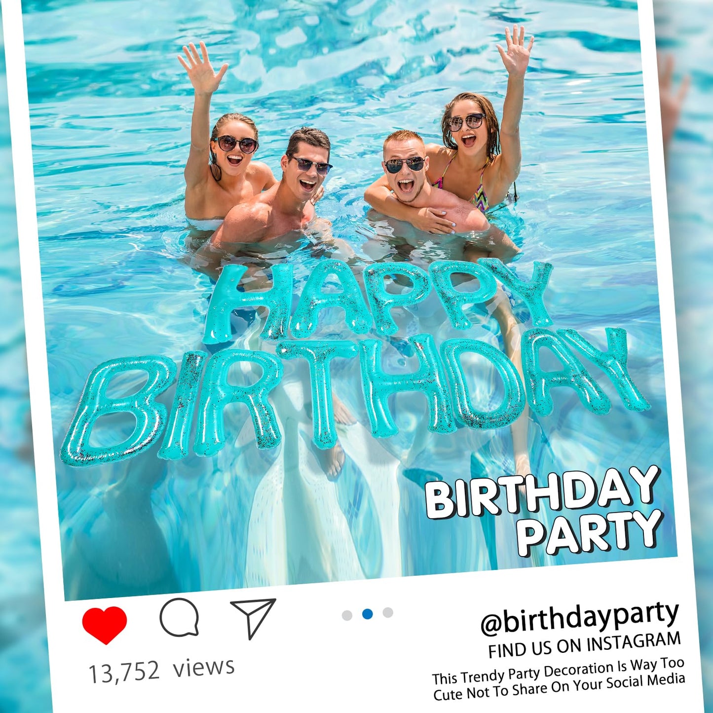 Shappy 20'' Happy Birthday Pool Large Floating Letter Balloons with Adhesive Dots Inflatable Pool Decorations for Summer Birthda