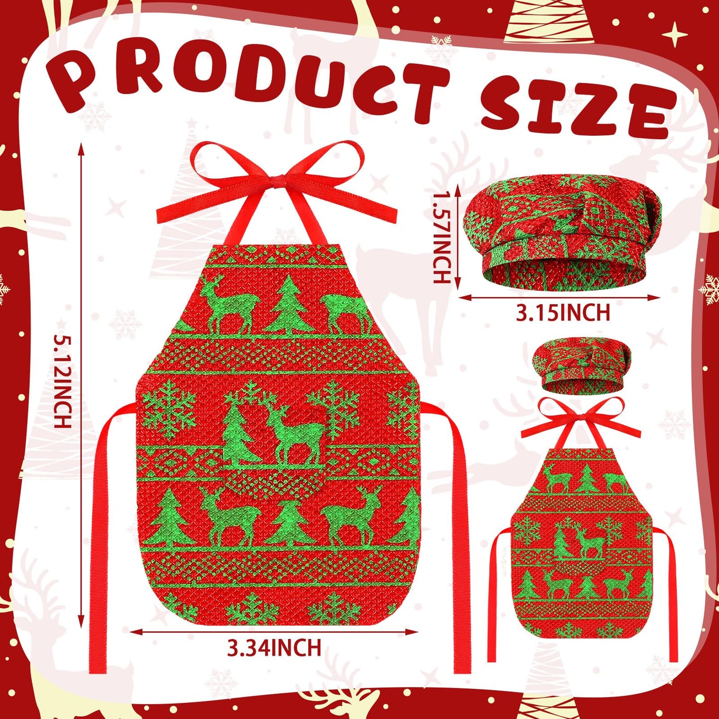 Bencailor 3 Set Christmas Elf Accessories Doll Apron Hats Set Dress Up Xmas Elf Baker Clothes Outfit Accessories For Cooking Bak