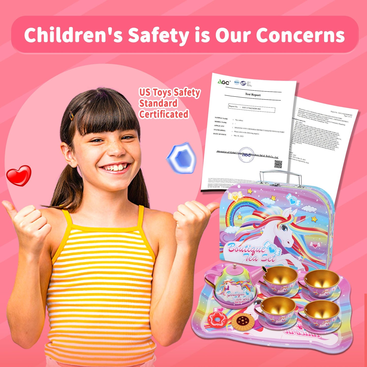 Smilesskiddo 46Pcs Tea Party Set For Little Girls - Princess Tea Party Set,Kids Kitchen Pretend Play Toys - Toddler Tea Party Se