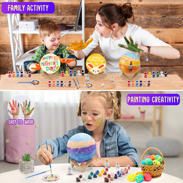 Paint Your Own Moon Lamp Kit, 16 Colors Rechargeable Diy 3D Moon Night Light Arts And Crafts Kit, Art Supplies Birthday Gifts Fo