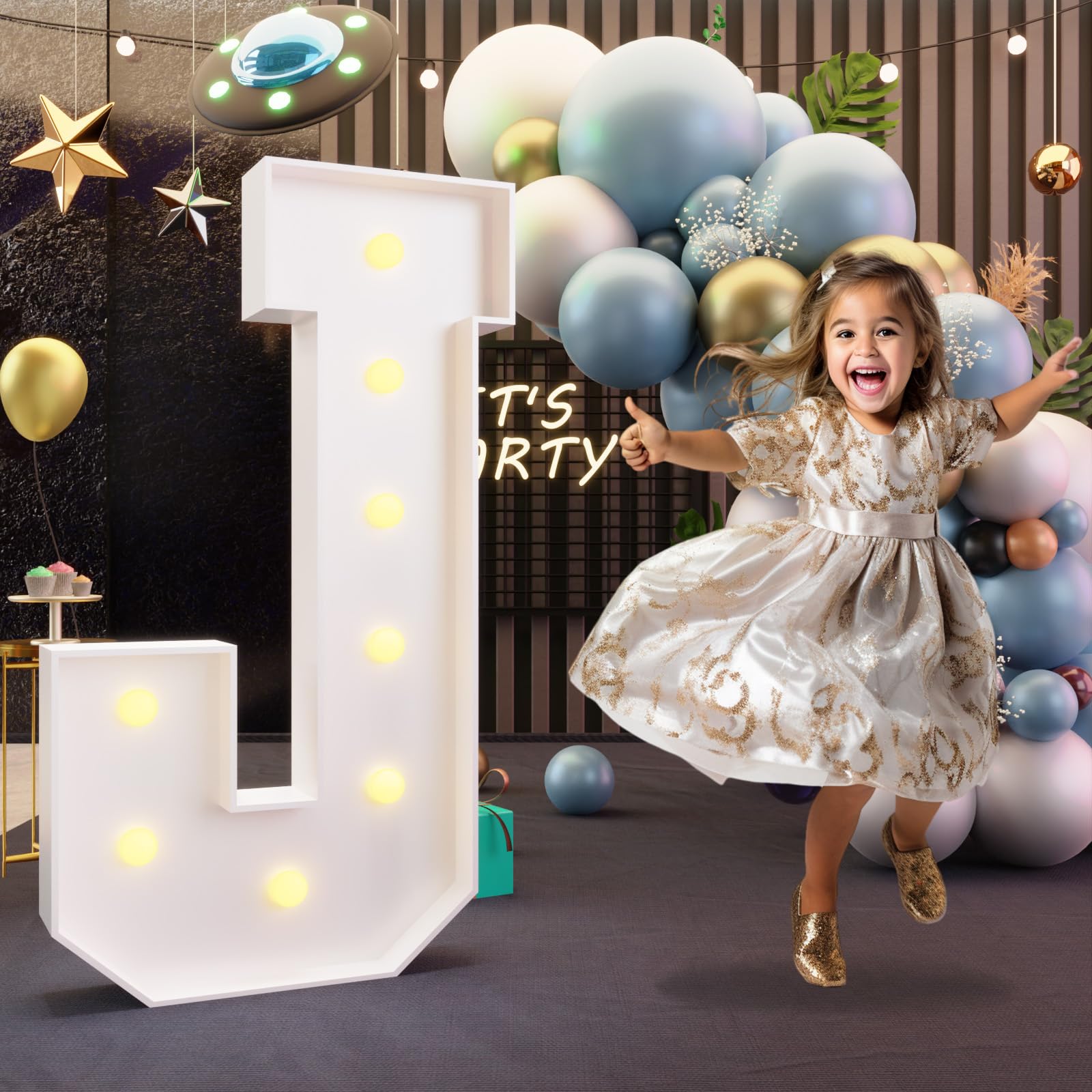 Imprsv Marquee Light Up Letter J, 3Ft Party Decoration Kit For Birthday, Baby Shower, Wedding Imprsv Marquee Light Up Letter J, 3Ft Party Decoration Kit For Birthday, Baby Shower, Wedding