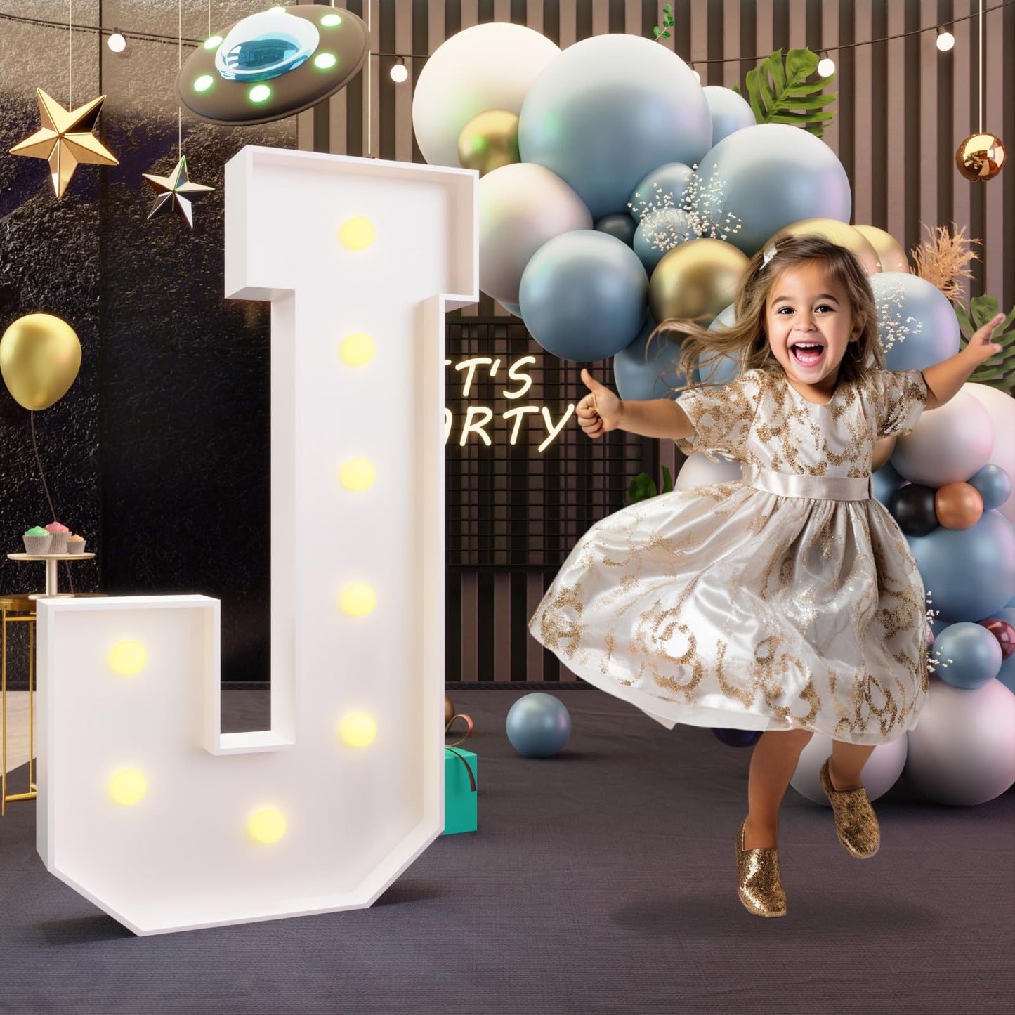 Imprsv Marquee Light Up Letter J, 3Ft Party Decoration Kit For Birthday, Baby Shower, Wedding