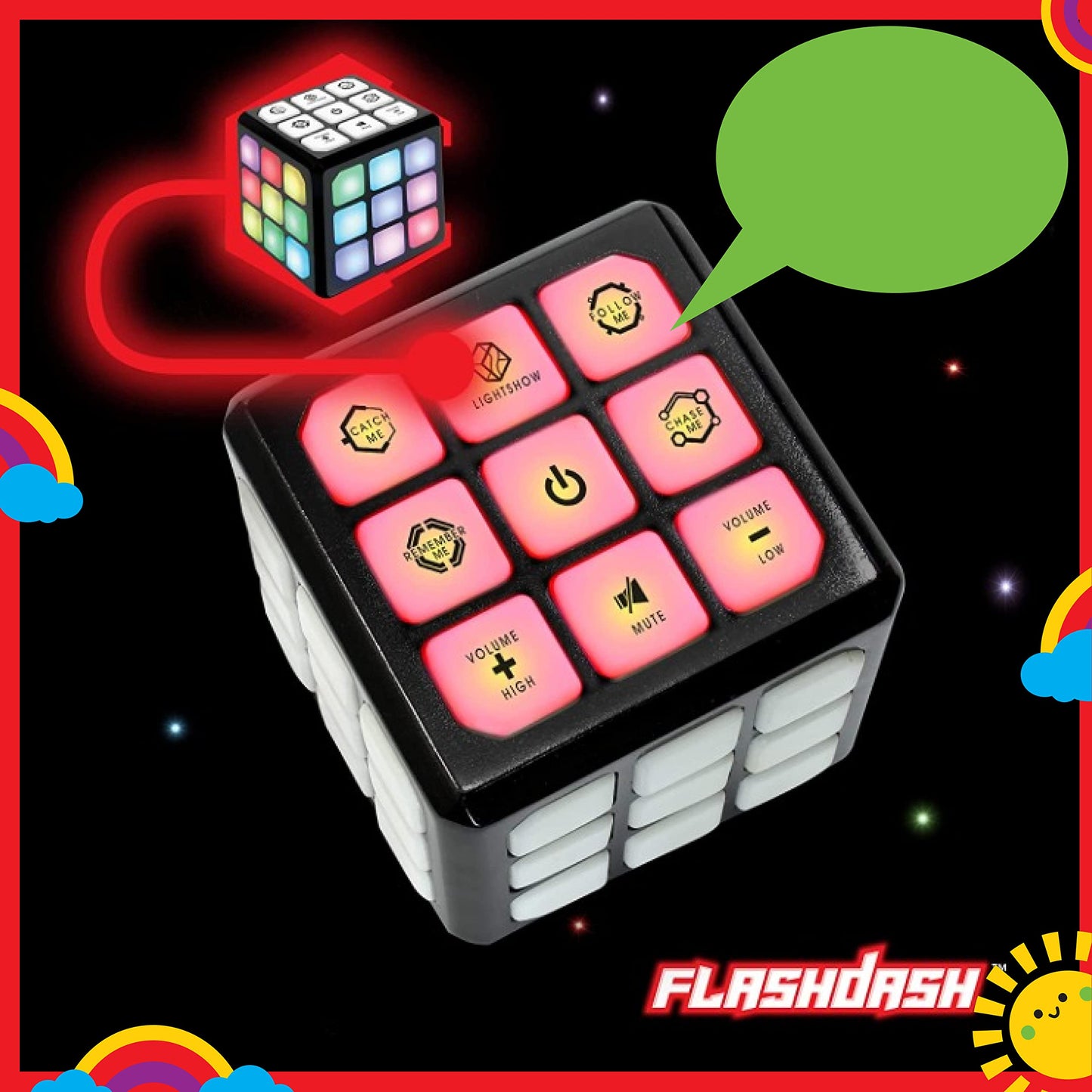 Winning Fingers Flashing Cube - Electronic Memory And Brain Game - 4-In-1 Handheld Stem Toys For Girls And Boys Ages 6-12 - Fun Family Game And Educational Gifts For Kids