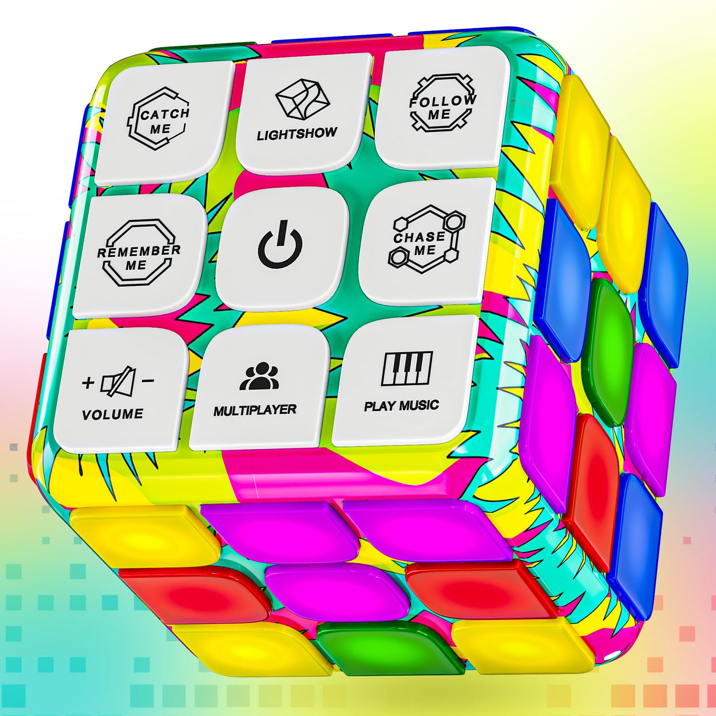 Skywin Puzzle Cube Game (Green/Pink) - Flashing Cube Handheld Electronic Games Stem Toy - Fun Memory Games & Brain Games For Adu
