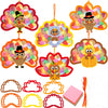 Ceiba Tree 24Pcs Thanksgiving Suncatcher Crafts for Kids Turkey Fall Craft with Turkey Cutouts and Tissue Paper Autumn DIY Windo