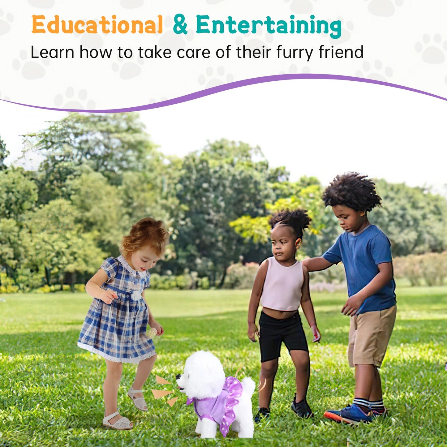 GOBRILLFUN Walking Dog Toy Remote Control, Walking and Barking Robot Dog, Electronic Plush Puppy Toy for Kids Age 3-6, Ideal Gif