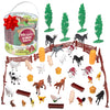 Farm Animal Toy Action Figure 50pc Set - Different Barnyard Animals & Accessories Including Horses, Chickens, Sheep & More - Gre
