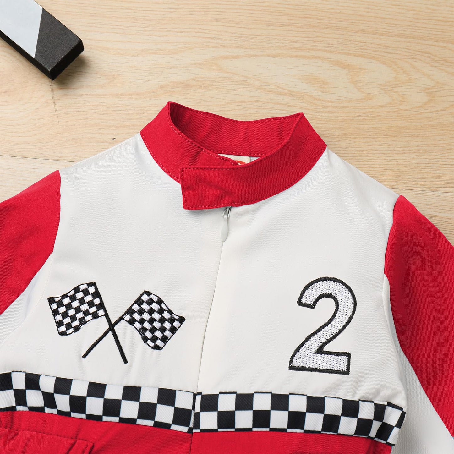 Ibtom Castle Toddler Boys Girls 2Nd Birthday Outfits - Kids Race Car Driver Clothes Long Sleeve Romper Racer Jumpsuit Racing Suit Cake Smash Role Play Dress Up Party Supplies Red Two 18-24 Months