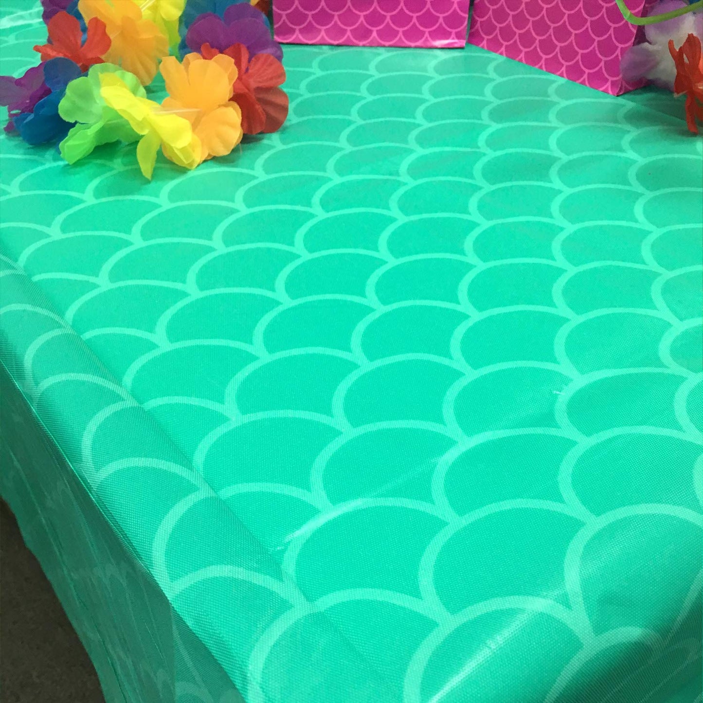GIFTEXPRESS Pack of 2, 54 x 108 Plastic Mermaid Table Cover, Tablecloth Party Supplies, Fish Scale Table Cover Decorations fo