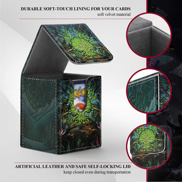 TCGUARD Card Deck Box - Holds 100+ Single Sleeved Cards, Faux Leather, Light Green, 3.1"x3.2"x4.1", Ideal for MTG & T