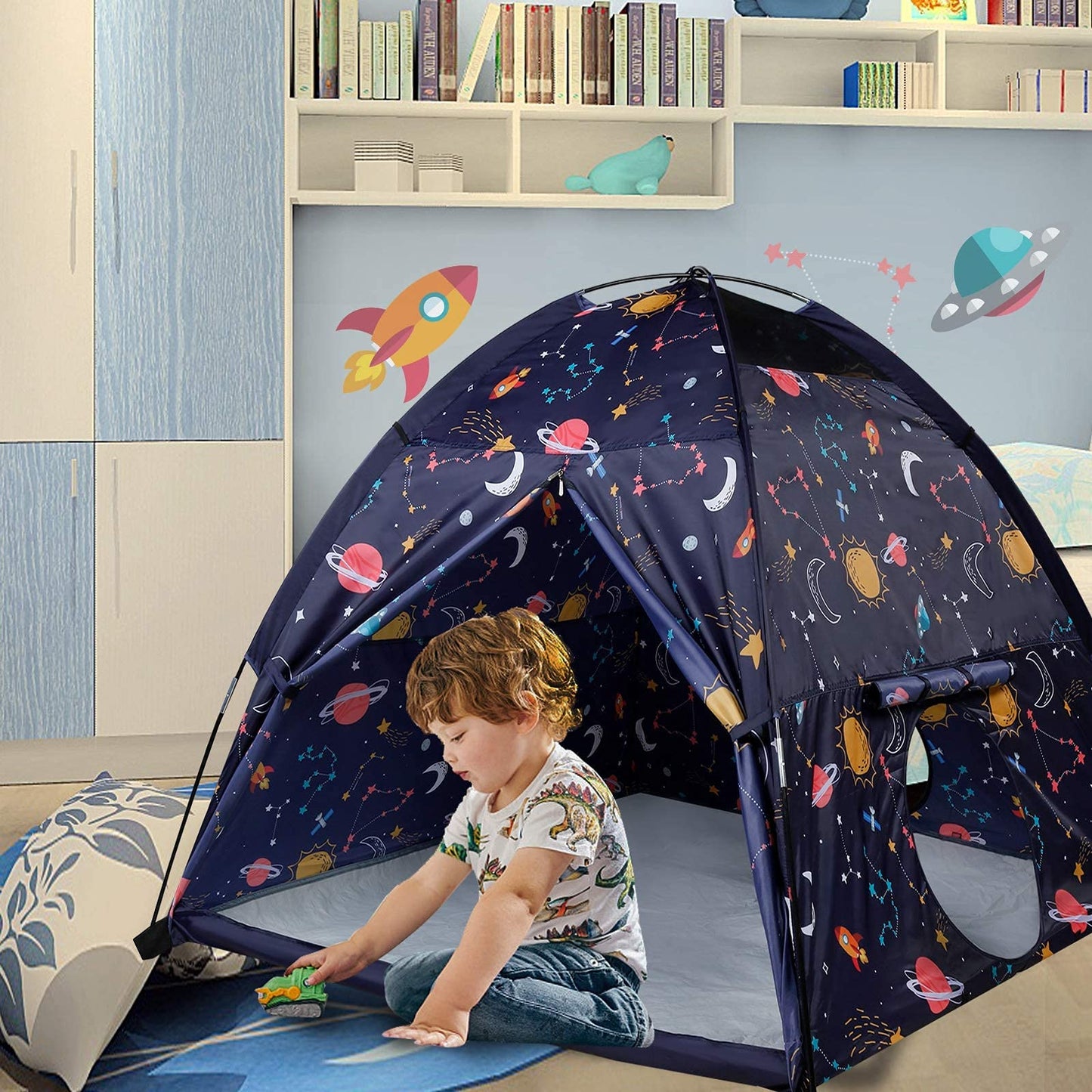 Mountrhino Space World Kids Play Tent-60 X60 X47 Kids Pop Up Tent Children Camping Playhouse Indoor Outdoor Play Tents Fo