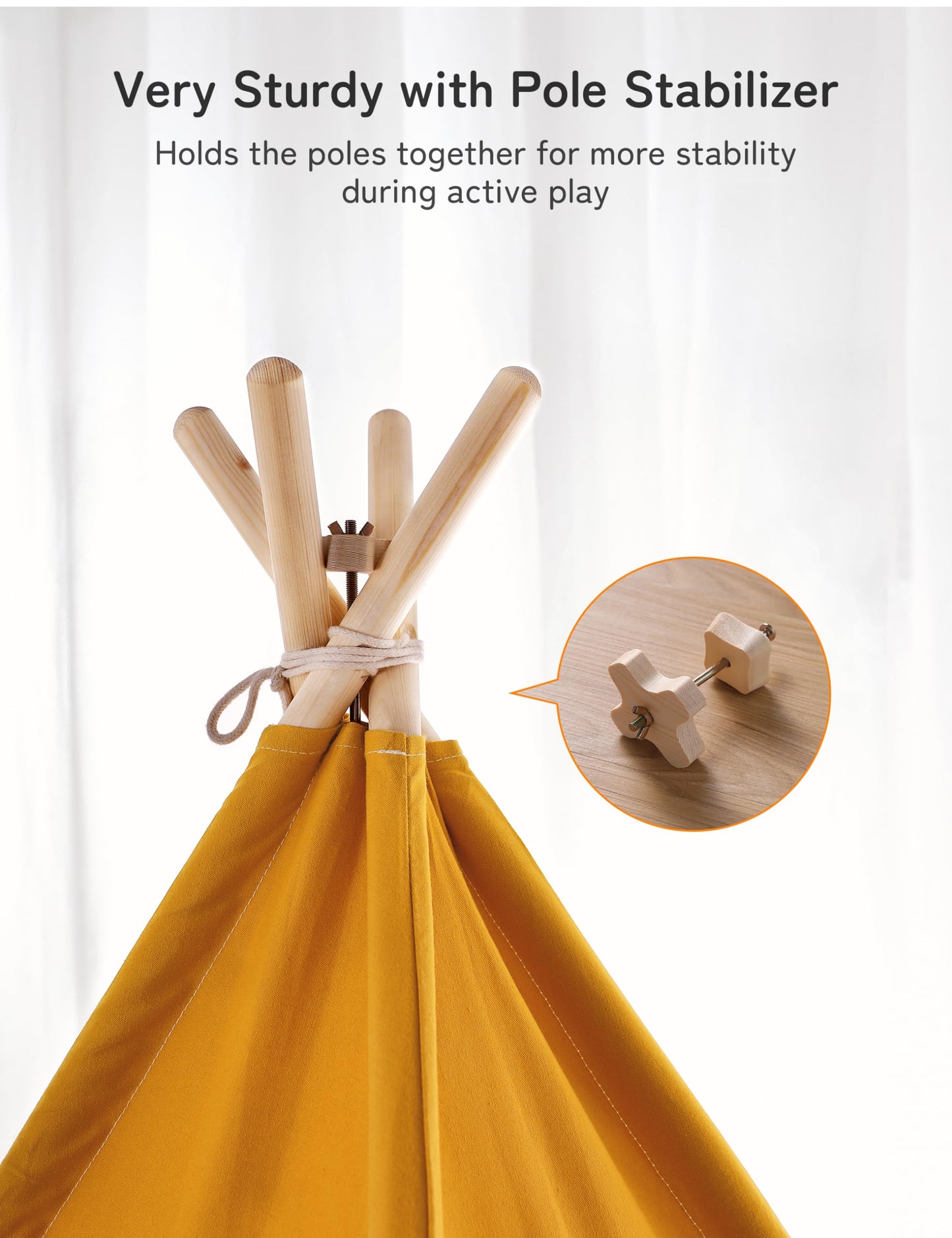 Besrey Toddler Teepee With Padded Mat And Lights, Play Tent For Kids Indoor, Baby Tipee Tent, Large Canvas Childrens Teepee, White Toddler Teepee, Gift For Boys And Girls (Yellow+White)