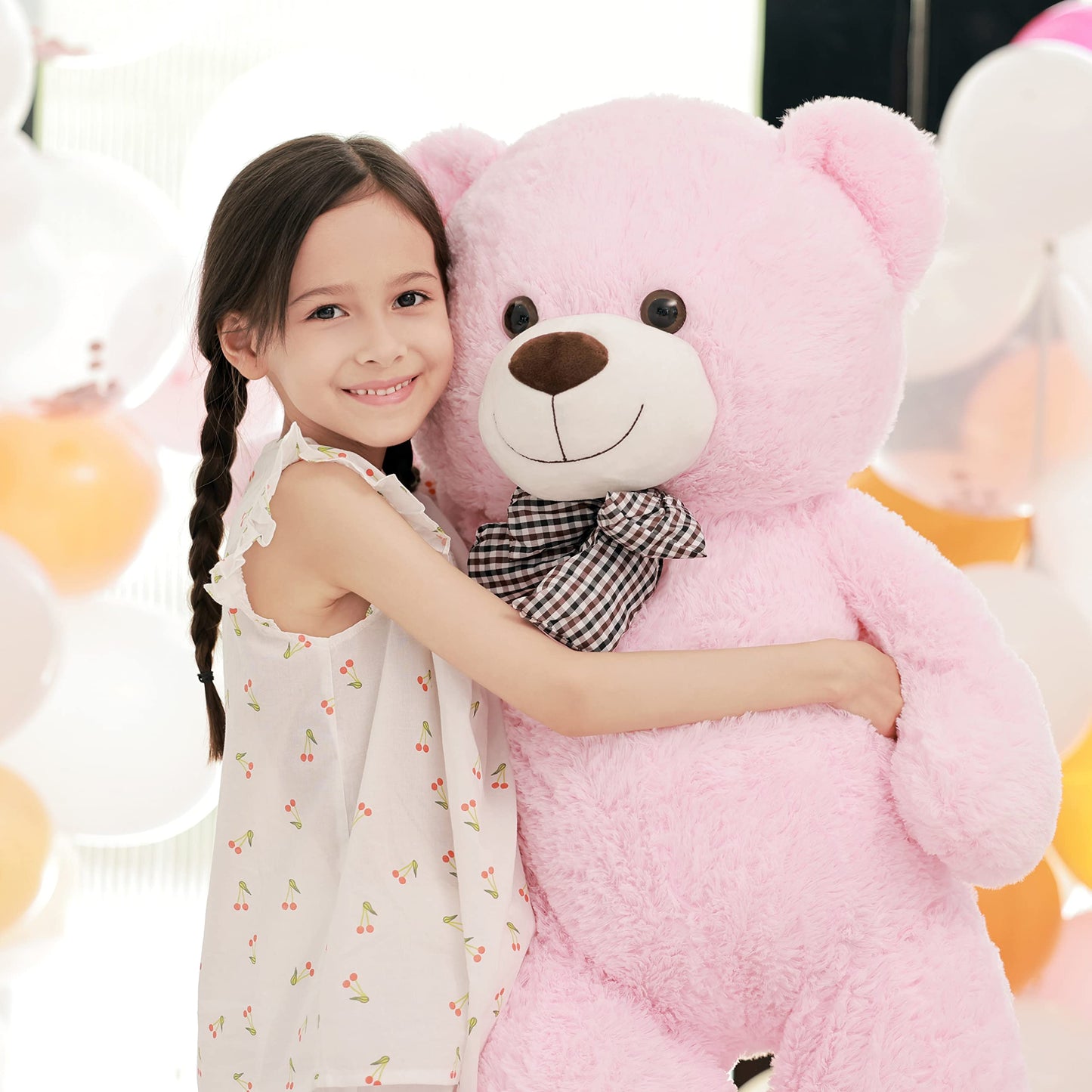 Poutmac Big Teddy Bear 55'' Giant Pink Soft Stuffed Animals Cute Plush Toy For Girlfriend Women Kids For Valentine'S Christmas B
