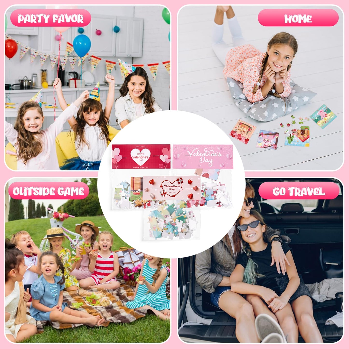 Valentine Day Gifts For Kids,24 Pack Puzzles Valentines Cards For Kids Classroom School,Valentine Party Favors For Boys Girls,Ki