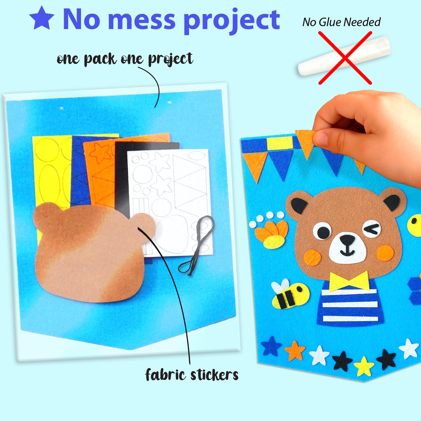 Krafun My First Felt Kit Animal Craft Kit For Kids And Toddlers, Boys And Girls Age 3-8 Years Old, Include 6 Diy Handmade Arts And Crafts Projects, Activities Supplies Box Preschool Creative Toys
