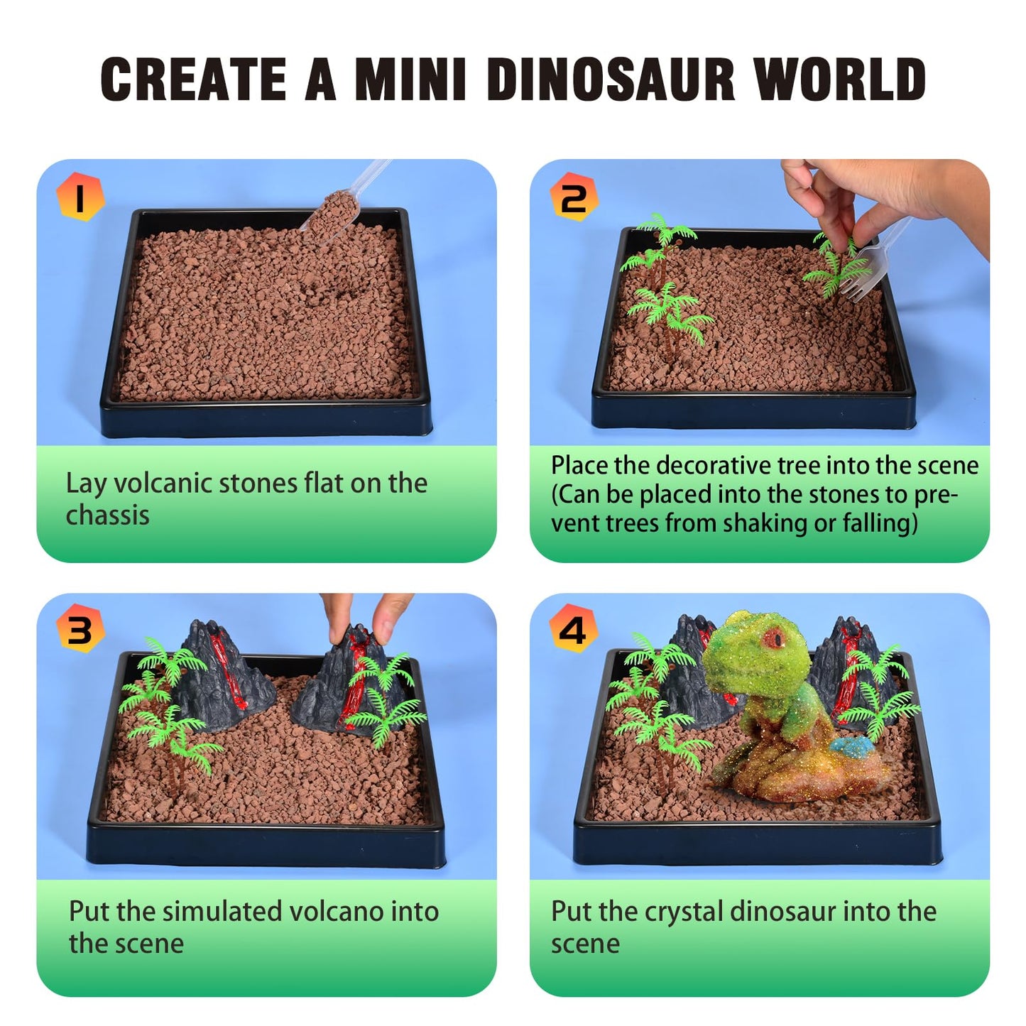 Hamiface Crystal Growing Dinosaur, Crystal Growing Kit Kids Age 8-12, Grow Your Own Crystal Dinosaur Terrarium Kit, Science Expe