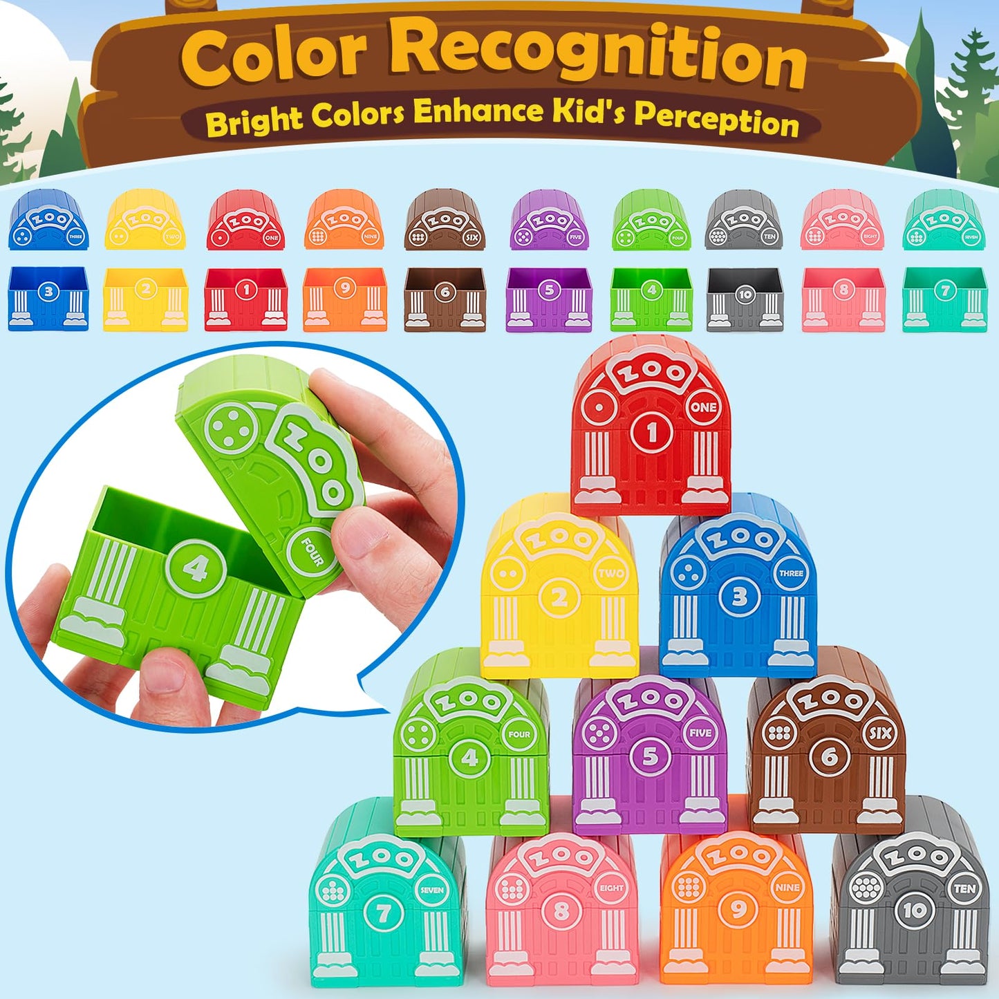 Learning Toys For 1,2,3 Year Old Toddlers, 20Pcs Safari Animals Toys Montessori Counting, Matching & Sorting Fine Motor Games, Christmas Birthday Easter Gift For Baby Boys Girls Age 12-18 Months