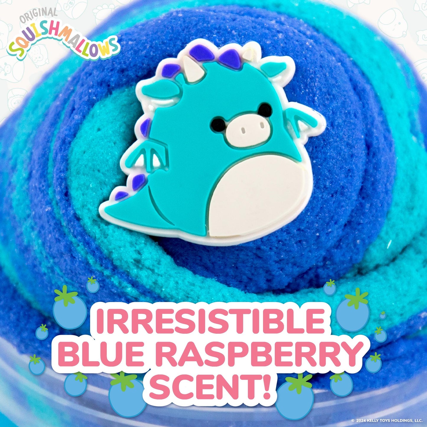Squishmallows Tatiana The Dragon Premium Fluffy Slime, Blue Raspberry Scented, 3 Fun Add Ins, 8 Oz. Soft Sludge Toy For Kids, 6+