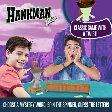 Fotorama Glow Hangman Game - Magnetic Word Guessing for Kids & Families, Green, Travel Size, Model 3136