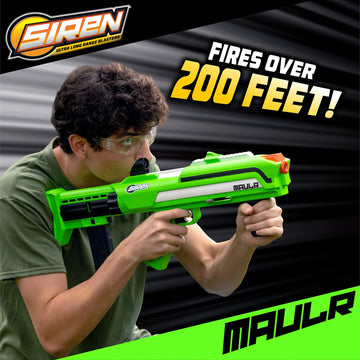 Siren Blasters Maulr Ultra Long Range Foam Dart Blaster, Pump-Action Multi-Shot, 200 Ft Range, 220 Fps, Adjustable Fire Power (C