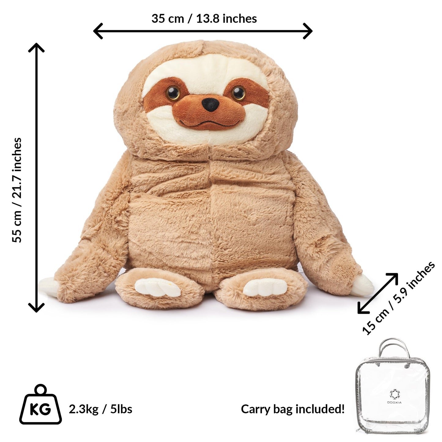 Odoxia Big Weighted Animals For Anxiety 5Lb Sloth | Stuffed Weighted Plush For Kids, Adults | Weighted Stuffed Animals | Weighted Plushies | Weighted Stuffed Plush | Weighted Plushie