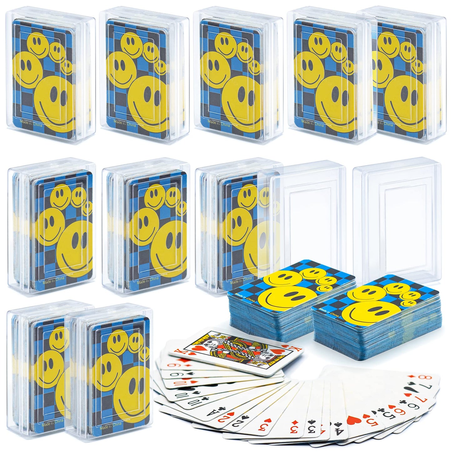 Srenta Mini Playing Cards Bulk - 24 Pack Poker Cards Decks for Kids, Small Deck of Cards with Smiley Faces, Miniature Casino Gam